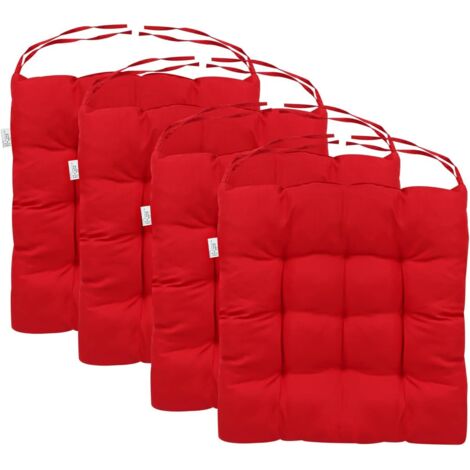 Holdfiturn Seat Pads for Dining Chair 40x40cm Garden Chair Cushions with Ties Comfortable Washable Square Seat Pad for Garden Kitchen Dining Outdoor Office Classroom (4Pcs Red)