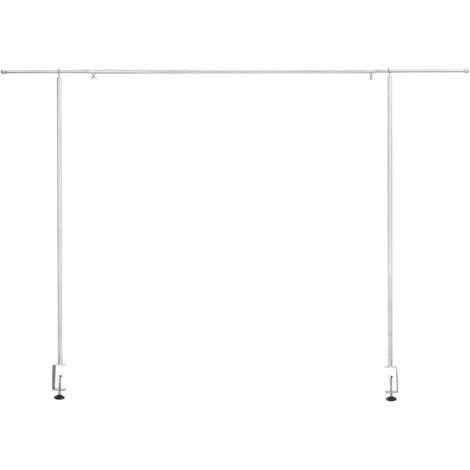 Holdfiturn Tall Over Table Rod Stand with Clamps Adjustable 135-250cm Metal Table Arch Stand Table Clamp Stand Hanging Rail - Party Stands for Decorations, Wedding Anniversary White