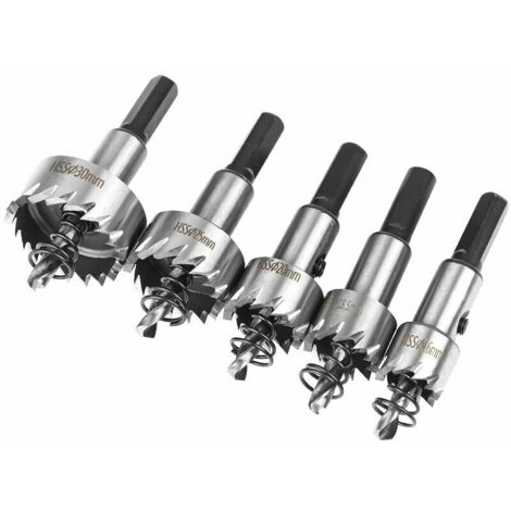 Hole Saw Set, 5PCS HSS Cobalt Hole Saw Ø16/18.5/20/25/30mm, High Speed Alloy Steel Hole Saw, Steel, Stainless Steel, Suitable for Wood, Plastic, Metal