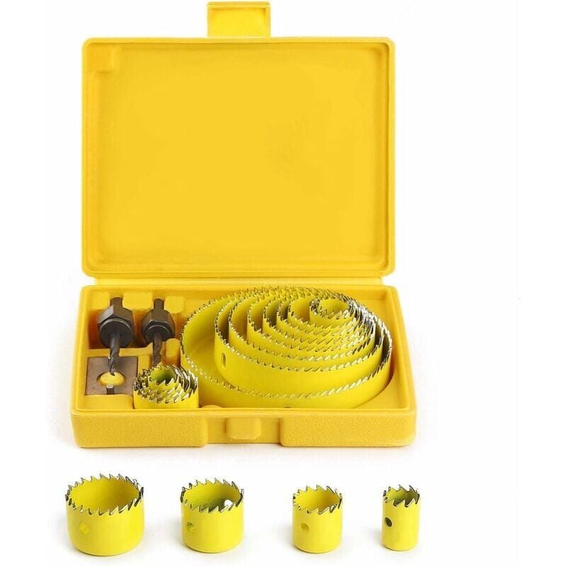 Gabrielle - Hole saw set, hole saws 19–127 mm, complete set in a case with mandrels and tools for wood, plaster, plastic, pvc, made of high-quality,