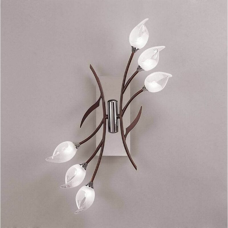 Hollet Ceiling / Wall Lamp with Switch 6 Bulbs G9, Polished Chrome / Wenge