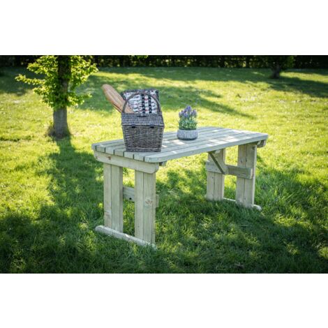 HOLLIES Rounded Garden Table (4ft, Natural finish)