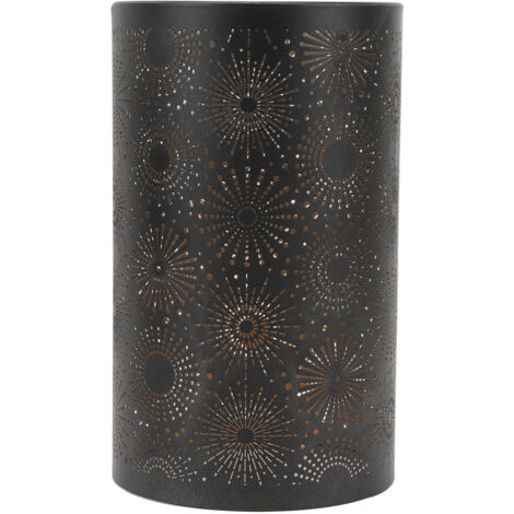 Hollow Lampshade Modern Stylish Iron Carving Craft Metal Straight Round Pattern Hollow Carved Lamp Shade for E27 E26 Table Lamp