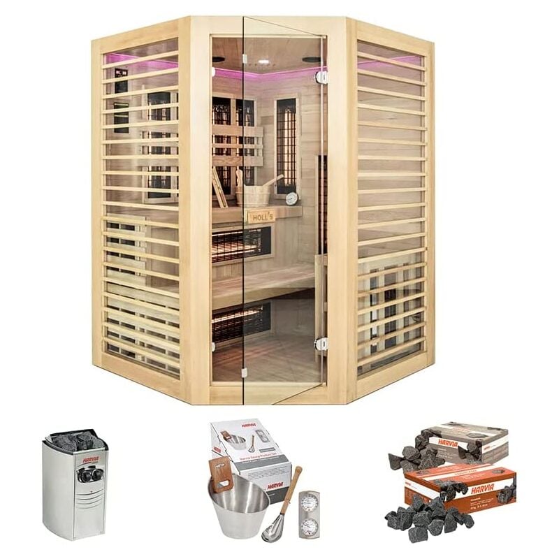Holls - Holl's Sauna Venus 3/4 Places - Hybride Vapeur & Infrarouge Dual Healthy - Pack avec Accessoires