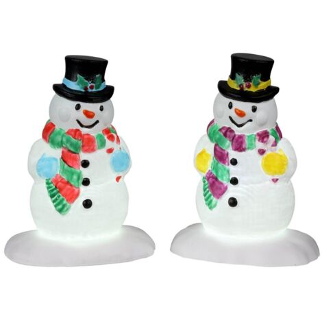 Holly Hat Pupazzo di neve, personaggi per villaggio di Natale in plastica