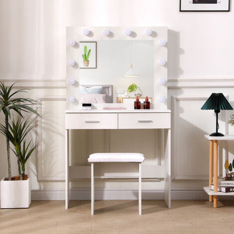 Hollywood Dressing Table Set with Large Lighted Mirror