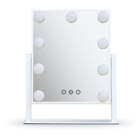 Hollywood Makeup Mirror, 25cm x 30cm, 3 Colors Adjustable Brightness, Shatterproof Glass Makeup Mirror with 9 Dimmable LED Lights, White