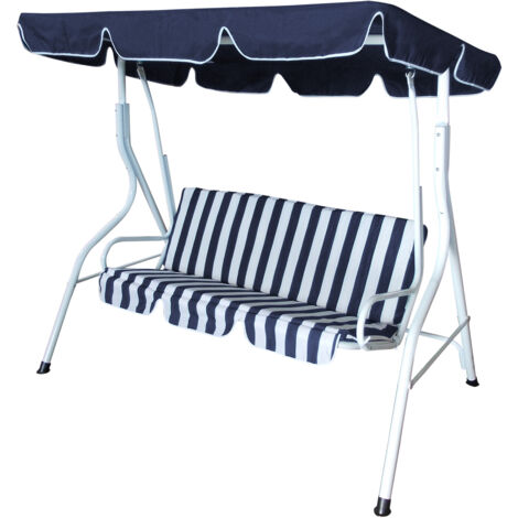 Hollywoodschaukel FLORIDA 3-sitzer, weiss / blau