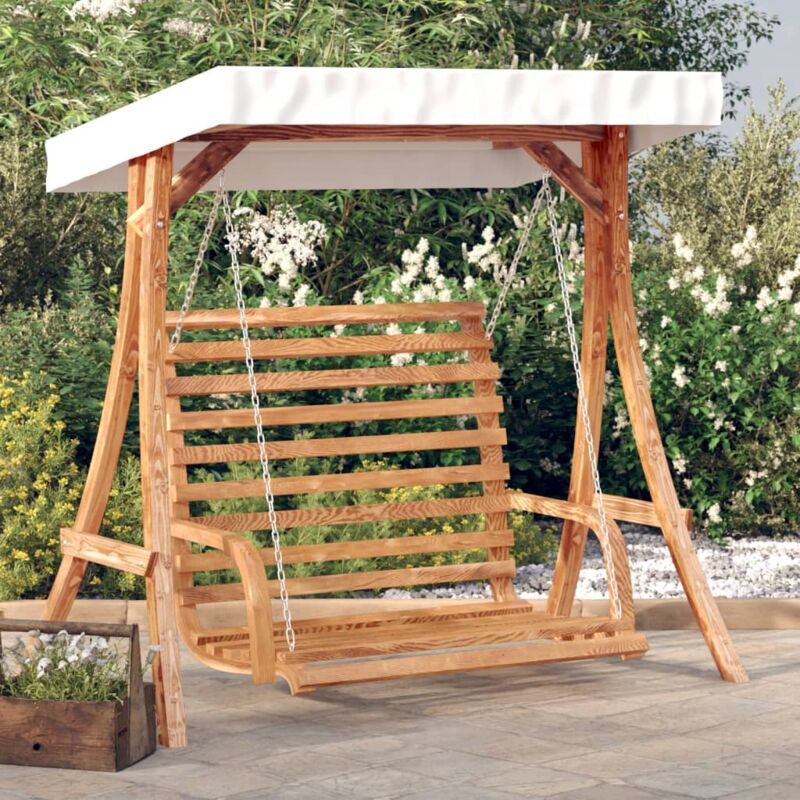 Vidaxl - Hollywoodschaukel Mit Dach Massivholz Fichte Mit Teak-finish