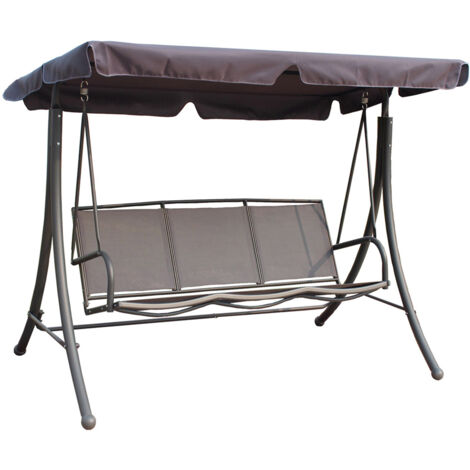 Hollywoodschaukel mit Sonnendach in grau/schwarz GARDA-120, B/H/T: ca. 201/159/130 cm