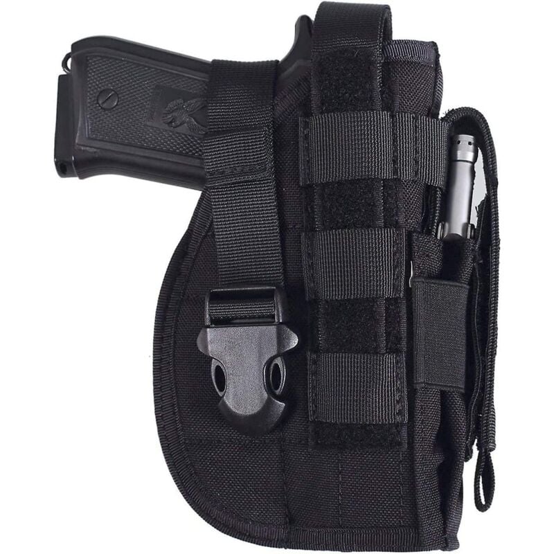 Holster tactique universel pour droitier Holster de pistolet Molle Holster de ceinture Airsoft de combat Holster Multicam pour droitier (noir)