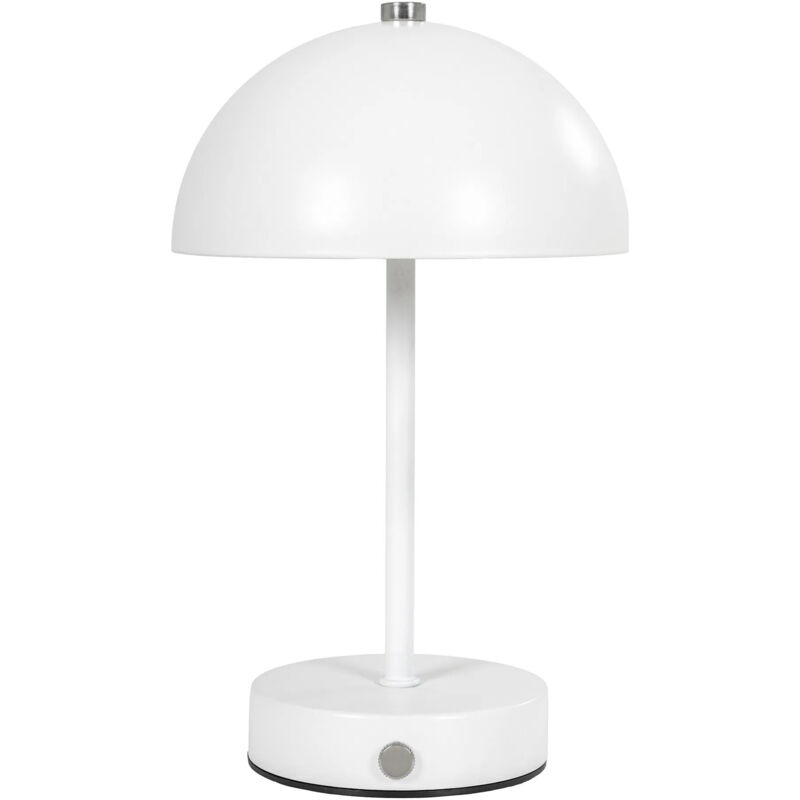 Lampe champignon rechargeable 15x15x25 cm en métal blanc