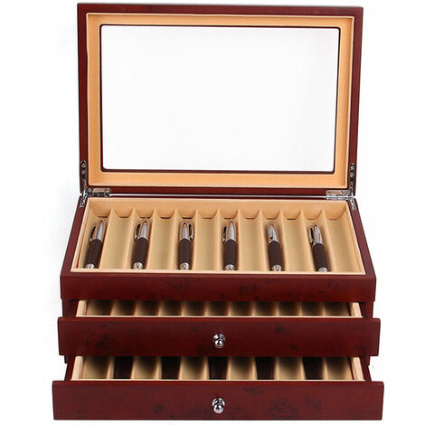 Holz 34-Slot Stifthalterbox Organizer Sammelbox Aufbewahrungsbox Vitrine Transparent Organizer Sammelbox Penbox Aufbewahrungskis