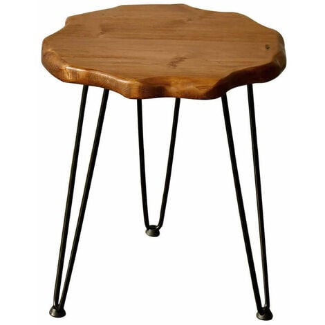 Holz Beistelltisch Kiefer massiv 45 cm - rund - Blumen Couch Sofa Tisch handgefertigt natürliche Tischkante