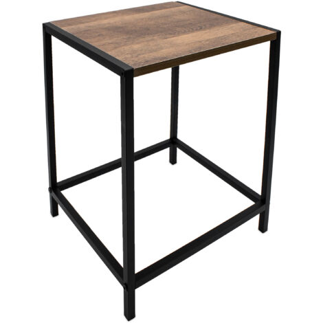 Holz Beistelltisch mit Metall Gestell - 37 x 32 cm - Kleiner Deko Couchtisch rechteckig