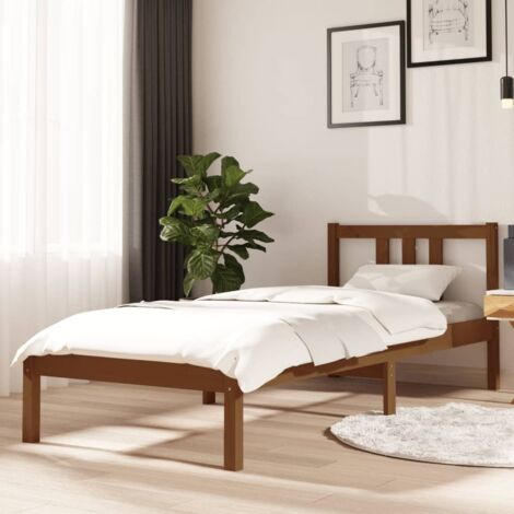 Holz-Bettgestell Honigbraun Massivholz 75x190 cm Klein einfach