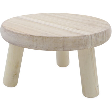 Holz Blumenhocker natur mit 3 Beinen - 21 cm - Massivholz Pflanzenständer rund naturbelassen