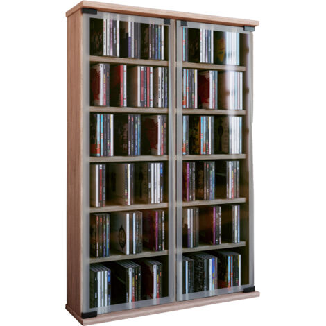 Holz CD DVD Stand Regal Galerie Glastür