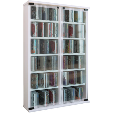 Holz CD DVD Stand Regal Galerie Glastür