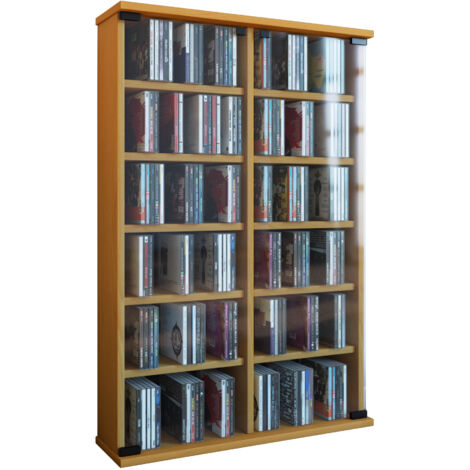 Holz CD DVD Stand Regal Roma Glastür