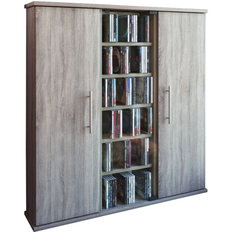 Holz CD DVD Stand Regal Santo Glastür