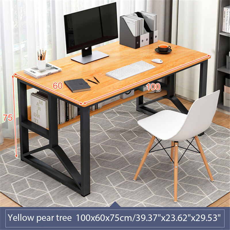 Computertisch PC Tisch Schreibtisch Bürotisch 100 x 60 x 75 cm Farbe: Gelb/Birnbaum