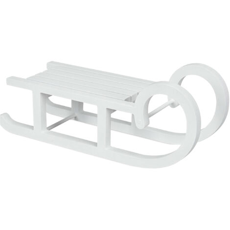 Holz Deko Schlitten klein weiß - 30 cm x 10 cm - Holzschlitten zum Basteln und Dekorieren - Weihnachtsdeko Miniatur Schlitten Advent Winter Weihnachten Tischdeko