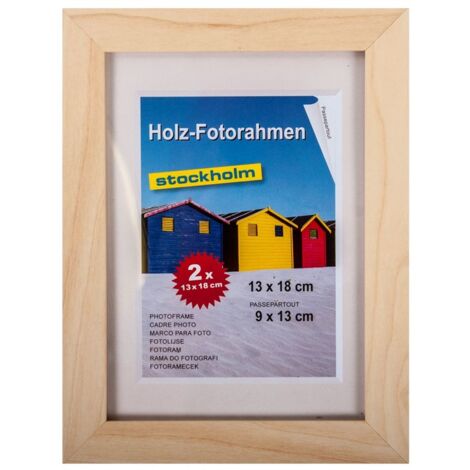 Holz-Fotorahmen 13x18cm 2er Pack versch. Farben Bilderrahmen Rahmen Bilder Foto - natur