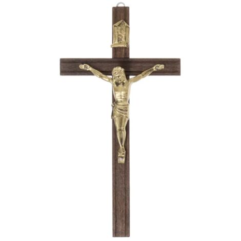 Holz-Hängekreuz, braun, 10,5 x 20 cm, gefräst