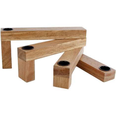 Holz Kerzenhalter klappbar für 4 Stabkerzen - 33 x 15 cm - Deko Kerzenständer für Tafelkerzen - Kerzenleuchter Advent Weihnachten Winter Tischdeko