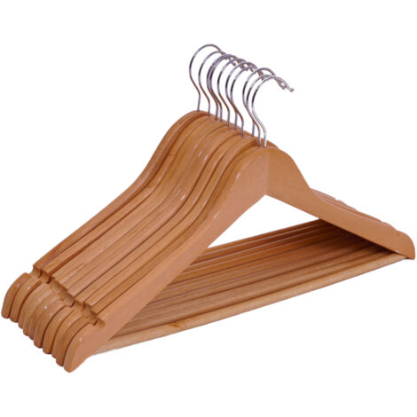 Holz Kleiderbügel natur - 10 Stück - Hosenbügel Anzugbügel Bügel Holzbügel