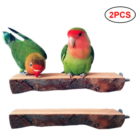 Holz-Papageiensitzstange mit Plattform – 2-teilig, Hängespielzeug für Vogelkäfige