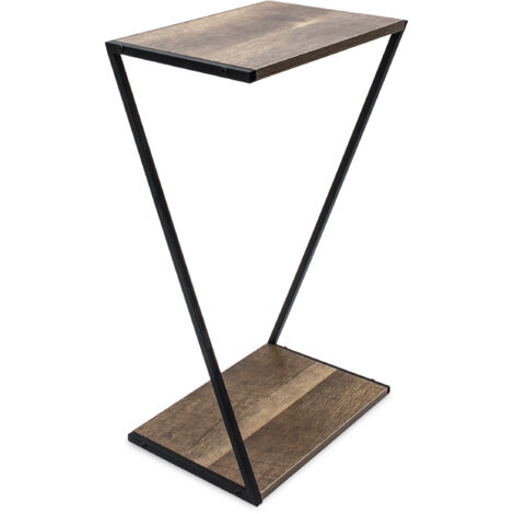 Holz Pflanzenständer mit Metall Gestell - 50 x 29 cm - Dekotisch zum Zustellen mit 2 Ablageflächen