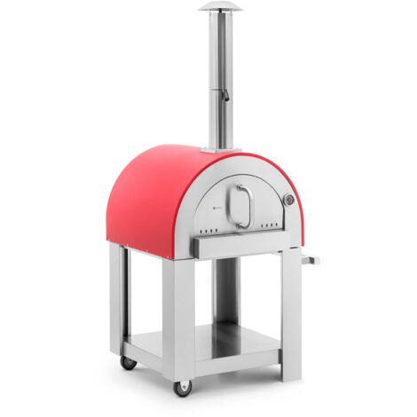 Holz-Pizzaofen Holzbackofen holzbefeuerter Grillofen Tonstein 500 °C Ø 40,5 cm - Rojo
