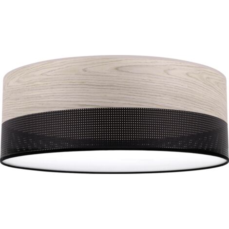 HOLZ-PLEXI-DECKENLEUCHTE SCHWARZ 40CM GEBLEICHTE EICHE