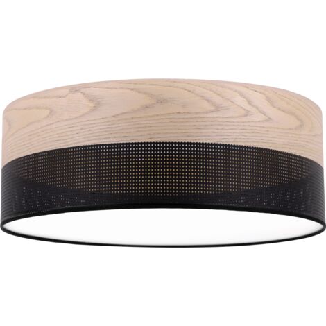 HOLZ PLEXIGLAS DECKENLEUCHTE SCHWARZ 40CM KLASSISCHE EICHE