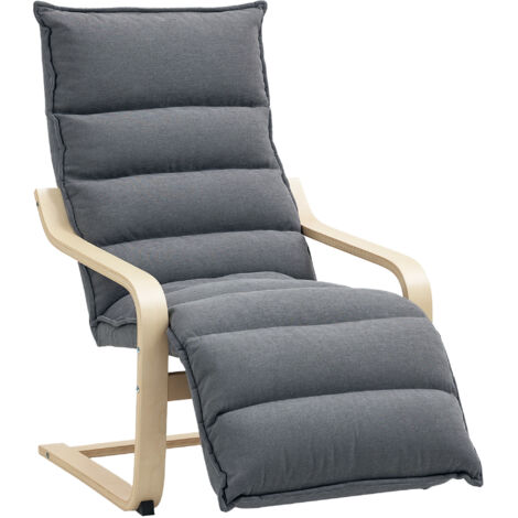 Holz-Relaxsessel mit Samtbezug, verstellbaren Füßen, modernes Design für Wohnzimmer und Lounge, dunkelgrau