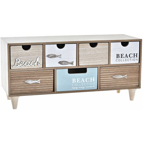 DKD HOME DECOR Holz Schmuckschachtel 40x16x19 Brown Wood Beach mehrfarbige Farbmaterial Familien Schmuckschachtel und kleine Kisten Details
