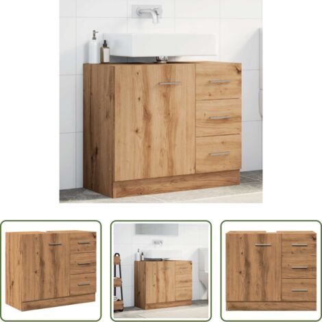 Holz Schrank -  Waschbeckenschrank Artisan-Eiche 63x30x54 cm Holzwerkstoff