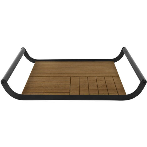 Holz Servierablett rechteckig - 34 x 25 cm - Holztablett mit Griff - Servier Platte Tisch Deko Kerzen Tablett