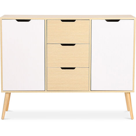 Holz-Sideboard - Skandinavisches Design - 3 Schubladen - Roger Natural wood