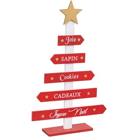 Holz Tanne Pancarte rot H35 cm - Feeric lights & christmas
