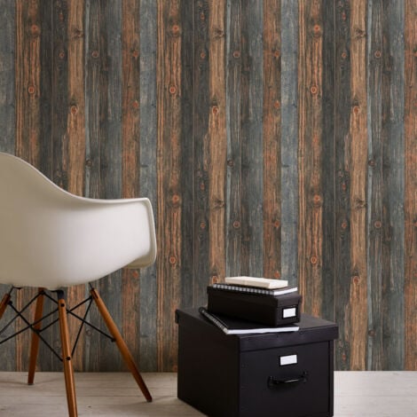 BRICOFLOR Holz Tapete in rustikaler Bretter Optik Holztapete in Braun und Anthrazit Vintage Vliestapete für Wohnzimmer und Küche