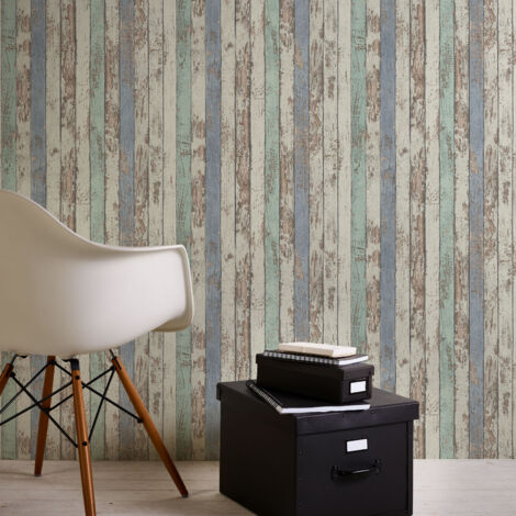 BRICOFLOR Holz Tapete maritim gestreift Shabby Chic Tapete in Weiß und Blau Vintage Vliestapete in Holzoptik für Schlafzimmer