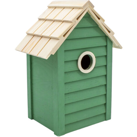 Holz Vogelhäuschen grün zum Hinstellen - 25 x 18 cm - Vogel Nistkasten für kleine Singvögel