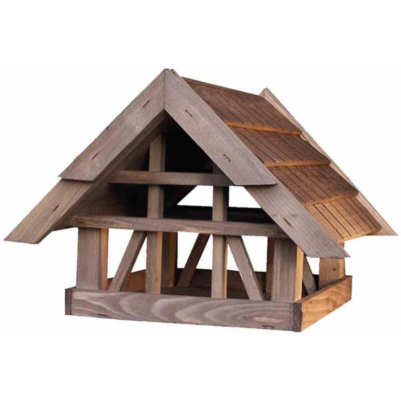 Holz - Vogelhaus Fachwerk mit Holzschindeldach - 17376
