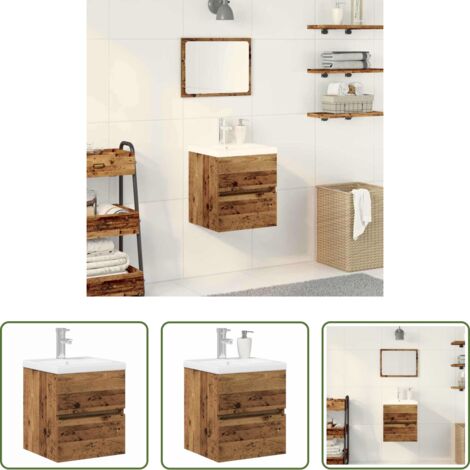 Holz Waschbecken Schrank -  Waschbeckenschrank mit Tür Schwarz Eichen-Optik 80 x 39 x 62 cm