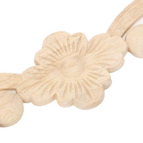 Holzapplikationen, 4-teilig, längliche, geschnitzte Blumen, dekorativ für Fenster und Türen, aus Holzgummi, 25 x 6 cm