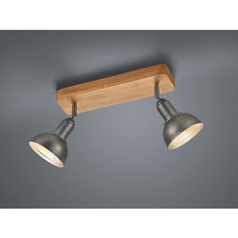 Holzbalken Deckenstrahler DELHI Silber Antik 2-flammig, Breite 33cm