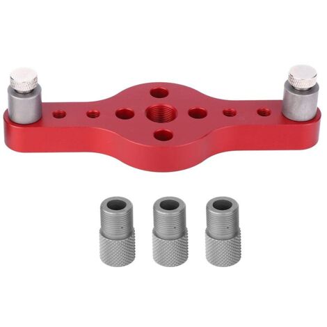 Holzbearbeitung Locher Dübel Jig Aluminiumlegierung Drill Guide Holz Löcher Locator Kit mit 3 Stück Bohrbuchse(rot)